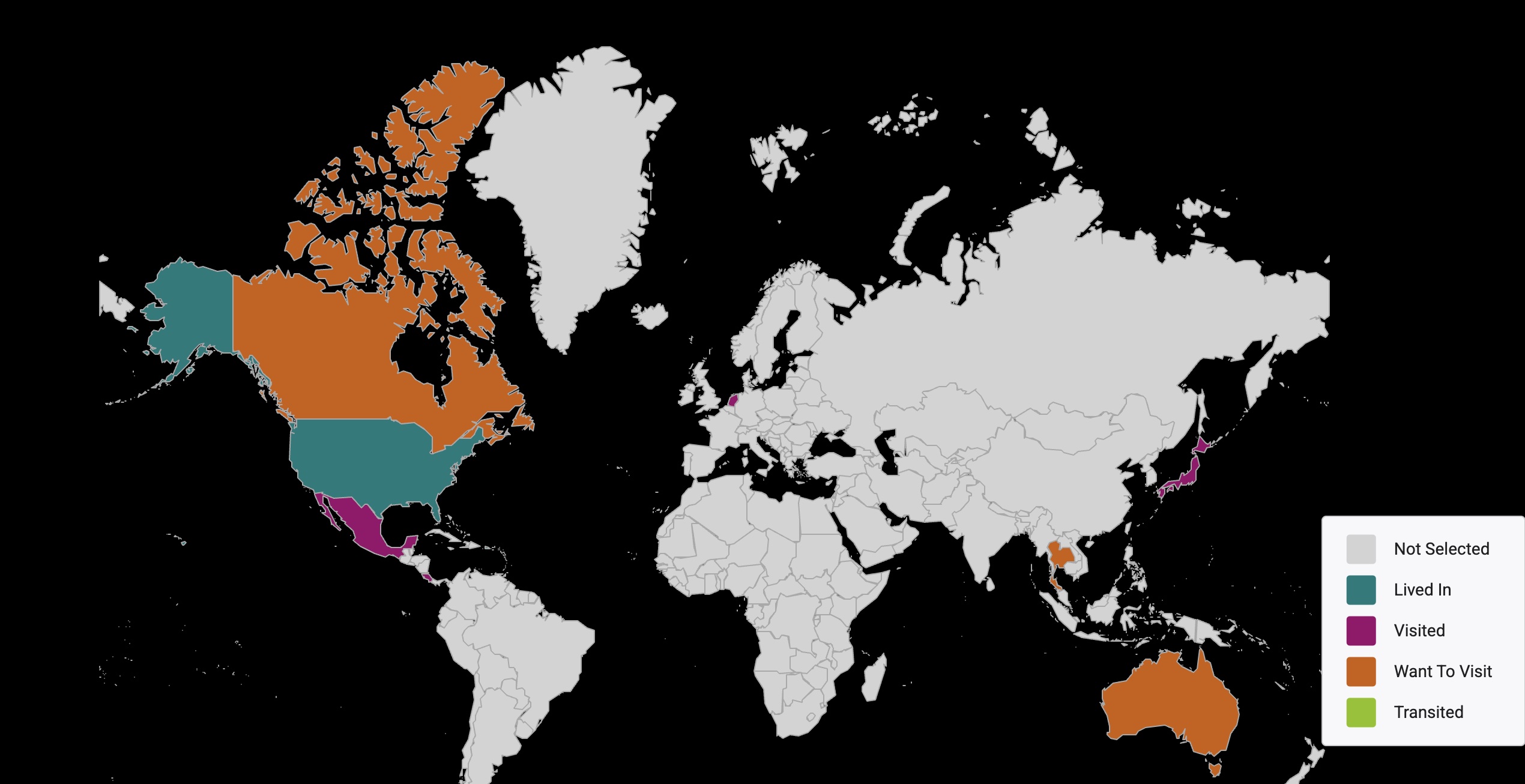 Scratch and Map interactive country tracking map